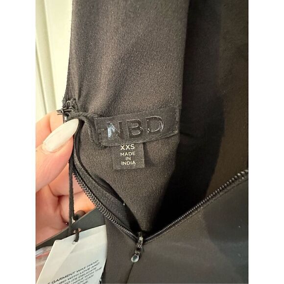 NWT NBD Revolve Annika Beaded Fringe Black Asymmetrical Mini Dress Size XXS - Picture 11 of 13